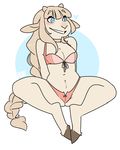  &lt;3 anthro bra breasts caprine clothing female goat hair mammal nepetacide sitting smile solo spread_legs spreading underwear 