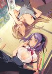  after_paizuri after_sex bendy_straw black_flower black_panties black_rose black_skirt blonde_hair blurry blush breasts bust_cup candy collarbone commentary_request covered_nipples cum cum_on_body cum_on_breasts cum_on_clothes cum_on_lower_body cum_on_upper_body dagashi_kashi depth_of_field drinking_straw ear_piercing endou_saya facial flower food from_above frown grey_shirt hair_flower hair_ornament hair_ribbon hairband hairclip hand_on_own_stomach heart heart-shaped_pupils high-waist_skirt highres large_breasts long_hair looking_at_viewer lying multiple_girls naughty_face navel_piercing neck_ribbon no_bra off_shoulder on_back on_floor open_clothes open_shirt panties pantyhose partially_unbuttoned piercing pochi_(pochi-goya) purple_hair ribbon rose sanpaku see-through shidare_hotaru shirt shirt_lift short_hair skirt skirt_lift sleeveless sleeveless_shirt small_breasts smile snack strap_slip sunlight suspender_skirt suspenders symbol-shaped_pupils tank_top tatami underwear white_shirt wiping_face 