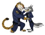  2017 anthro canine clothed clothing disney feline female fur male mammal officer_fangmeyer otakurec37 police_uniform simple_background tiger uniform white_background wolf wolford ziegelzeig zootopia 