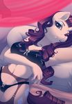  2017 absurd_res anthro anthrofied armpits blue_eyes bra clothing cutie_mark equine evehly eyeshadow female friendship_is_magic hair hi_res horn long_hair looking_at_viewer lying makeup mammal my_little_pony navel on_back rarity_(mlp) solo underwear unicorn 