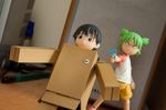  box cardboard_box danboo eyebrows figure green_hair minimized photo quad_tails revoltech shirt shorts toy yotsubato! 