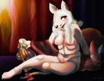  anthro breasts female fur hair looking_at_viewer mammal navel nihilochannel nipples rodent sitting smile solo 