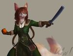  anthro breasts clothed clothing cosplay diadorin eyewear feline female glasses mammal melee_weapon open_mouth smile solo standing sword weapon 