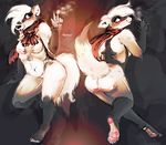  anthro blush breasts featureless_crotch female ferret fur hair looking_at_viewer mammal mustelid nihilochannel scarf smile solo tongue tongue_out 