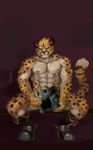  abs ainro anthro biceps cheetah feline fur male mammal muscular muscular_male nipples pecs simple_background solo standing 