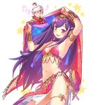  armlet arms_up beamed_eighth_notes blush bracer cowboy_shot dancer eighth_note flute headdress instrument looking_at_viewer monkey musical_note navel official_art open_mouth pelvic_curtain pop_kyun princess_cheshire_freesia purple_eyes purple_hair sixteenth_note thigh_strap transparent_background uchi_no_hime-sama_ga_ichiban_kawaii 