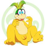  2017 3_toes 4_fingers alpha_channel anthro anus balls eyewear flaccid front_view glasses hollo_nut humanoid_penis iggy_koopa koopa koopaling male mario_bros nintendo nude penis scalie simple_background sitting solo spread_legs spreading toes tongue tongue_out transparent_background uncut video_games 