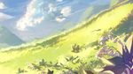  bad_pixiv_id blue_sky cloud day flower grass highres landscape lily_of_the_valley no_humans outdoors scenery shiqi sky wallpaper 