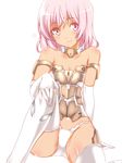  animal_ears bare_shoulders black_gloves black_legwear cat_tail elbow_gloves frame_arms_girl gloves looking_at_viewer materia_(frame_arms_girl) mecha_musume panties pink_eyes pink_hair silve simple_background sitting smile solo tail tan thighhighs underwear white_background white_panties 