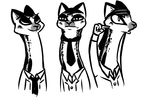  2017 adam_(inkyfrog) anthro clothed clothing disney fan_character greyscale headband inkyfrog linsang male mammal monochrome necktie simple_background solo viverrid white_background zootopia 