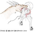 2004 ambiguous_gender anus armorine balls butt canine dog dragon duo feral head_first husky knot male male/ambiguous mammal neck_bulge penis soft_vore tongue vore 
