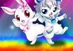  blue_hair cherry_blossom chest_tuft cute dancing duo feline female fur granite_(jewelpet) hair jewelpet jewelry lion long_ears male mammal mrsorange necklace paws plant ruby_(jewelpet) sanrio standing tuft white_fur white_lion 