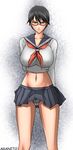  aganito agasan black_hair bleach breasts dark_hair glasses large_breasts lisa_yadomaru long_image panties school_uniform schoolgirl tall_image underwear uniform yadoumaru_lisa 