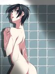  aquarion_(series) artist_request ass black_hair breasts hong_lihua looking_back medium_breasts nude short_hair showering solo sousei_no_aquarion wet 