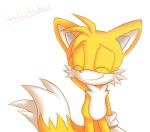  anthro black_nose canine clothing dipstick_tail eyes_closed fox fur male mammal miles_prower multicolored_tail nakko smile solo sonic_(series) video_games white_fur yellow_fur 
