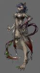  anthro bandage bleeding_eye blood breasts claws cleavage clothed clothing dark_hair dirty female fox_xd hair hi_res invalid_tag kiguri lab_coat legwear liquid long_tongue mammal mutated phial poison rat rodent skaven stitches straps tail_blade tongue warhammer_fantasy 