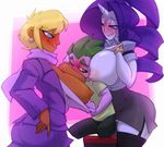  big_breasts bigdad biting_lip blush breasts clothed clothing female friendship_is_magic group group_sex horn huge_breasts humanoid larger_female male male/female my_little_pony nipple_suck open-shirt rarity_(mlp) sex size_difference smile spike_(mlp) student sucking sweat teacher teacher_and_student threesome 
