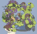  big_breasts breasts dannyg female flexing flower food humanoid multiple_images nipples orc plant sharp_teeth smile solo teeth tongue tongue_out 
