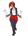  animated anthro black_hair boots charlie_strypes clothing dancing feline fingers footwear gloves hair invalid_tag jacket leather leather_jacket leggings legwear mammal piercing punk red_hair shirt skirt snap snapping_fingers stockings thebigbadwolf01 tiger vest voluptuous walking 