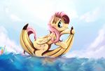  2017 cutie_mark equine feathered_wings feathers female feral fluttershy_(mlp) friendship_is_magic hair hi_res horn long_hair looking_at_viewer mammal miokomata my_little_pony outside pegasus pink_hair smile tongue tongue_out water wings 
