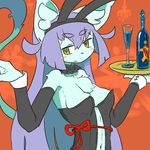  artist_request bunnysuit cat fake_rabbit_ears furry long_hair open_mouth purple_hair yellow_eyes 