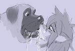  2016 anthro bestiality black_nose blush canine dog duo extreme_french_kiss feral french_kissing hair julia kissing mammal saliva simple_background ungulatr 