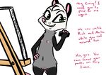  2017 anthro canvas cellphone dialogue disney easel english_text fan_character female flat_chested green_eyes hand_on_hip inkyfrog jackie_(inkyfrog) mammal marsupial navel nipples nude opossum phone pussy simple_background text white_background zootopia 