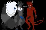  2_tails anthro chain cute damien demon demonic_fox_dragon erection fluffy gender:male/male horn hybrid invalid_tag kevinrogers looking_at_viewer male male/male multi_tail penis standing tail_maw tail_mouth wolfa wolfaguarinot 