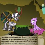  berry_punch_(mlp) bitterplaguerat earth_pony equine friendship_is_magic horse kettle loki_(bitterplaguerat) mammal mask my_little_pony pony potion text window yellow_eyes zecora_(mlp) 