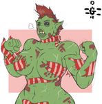  breasts clothing dannyg female humanoid muscular orc ribbons scar sketch solo standing torn_clothing wide_hips 