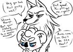  &lt;3 2017 anthro blue_eyes blush canine clancy_(inkyfrog) dialogue disney duo english_text fan_character inkyfrog koala male mammal marsupial restricted_palette smile text wolf zootopia 