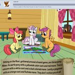  apple_bloom_(mlp) bitterplaguerat board_game earth_pony equine feathers friendship_is_magic horn horse loki_(bitterplaguerat) mammal my_little_pony pegasus pony scootaloo_(mlp) sweetie_belle_(mlp) table text unicorn wings 