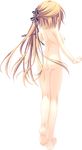  ass back barefoot blonde_hair breasts facing_away from_behind full_body hair_ribbon highres kneepits long_hair medium_breasts nipples nude official_art oogaki_hinata otome_domain ponytail ribbon soles solo standing standing_on_one_leg tatekawa_mako thigh_gap transparent_background 