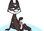  2017 animal_genitalia animal_penis anthro balls caitlin_vison crossgender disney english_text erection fan_character half-closed_eyes inkyfrog looking_at_viewer male mammal mustelid navel nipples nude penis pointing polecat simple_background sitting smile solo teal_eyes text white_background zootopia 