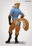  athlete bottomless butt canine clothed clothing fox katarhein male mammal model solo 