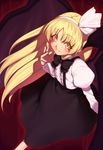  bat_wings blonde_hair blush bow hair_ribbon kaiza_(rider000) kurumi_(touhou) long_hair ribbon shirt skirt smile suspenders touhou touhou_(pc-98) very_long_hair wings yellow_eyes 