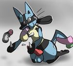  anal balls butt cum cum_on_butt cum_on_face drooling erection fellatio feral foursome group group_sex hand_on_head knot lucario male nintendo oral pawn penis pok&eacute;mon saliva sex simple_background video_games 