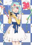  blue_hair circlet dragon_quest dragon_quest_iii elbow_gloves gloves open_mouth red_eyes sage_(dq3) shoe-ji short_hair smile solo 