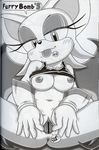  anthro anus bat breasts clitoris clothing female furry_bomb gloves karate_akabon mammal membranous_wings monochrome nipples presenting pussy rouge_the_bat shirt solo sonic_(series) tongue tongue_out wings 