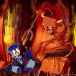  archwig beck_(mn9) crossover fire futurama hell horn male mighty_no._9 not_furry pitchfork robot_devil 