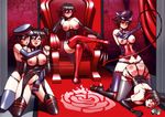  5girls ahegao alternate_outfit artist_name ass bdsm black_hair bondage boots breasts breasts_outside bustier clothed_sex dominatrix drooling femdom fingering gloves hat jadenkaiba medium_breasts multiple_girls nipples peaked_cap red_hair ruby_rose rwby selfcest sex short_hair silver_eyes strap-on tagme text thighhighs uncensored underwear whip yuri 