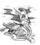  armor equine feral friendship_is_magic horn laugh mammal my_little_pony nightmare_moon_(mlp) omny87 pencil_(disambiguation) sitting sketch smile unicorn winged_unicorn wings 