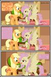  absurd_res applejack_(mlp) bat_pony blonde_hair duo earth_pony equine fangs female feral flutterbat_(mlp) fluttershy_(mlp) friendship_is_magic green_eyes gutovi-kun hair hi_res horse mammal my_little_pony pink_hair pony red_eyes tongue tongue_out wings 