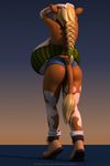  3d_(artwork) annabelle_cow anthro anthroanim armpits big_breasts blonde_hair boots bovine breasts butt cattle cleavage clothed clothing digital_media_(artwork) female footwear fur hair horn huge_breasts hyper hyper_breasts mammal pose shirt shorts simple_background solo standing tube_top under_boob 