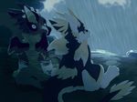  akitamonster ambiguous_gender day detailed_background duo outside raining sitting unknown_species 
