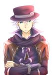  1boy blue_eyes coat frills hat hummel_(ys) purple_hair scarf short_hair ys ys_viii_lacrimosa_of_dana 