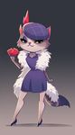  :3 anthro blue_eyes card cat clothed clothing dress feather_boa feline female footwear hat high_heels looking_at_viewer lynne_liu mammal ruby_(shuffle_cats) shoes shuffle_cats smile smirk solo yellow_sclera 
