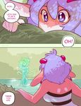  2017 anthro big_breasts blush breasts clothed clothing comic dialogue dragon duo english_text female goo hair hi_res humanoid jewelry koh_(luckypan) luckypan male male/female miha nude penis purple_hair scalie text water 