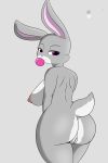  anthro areola big_breasts big_butt breasts bubble_gum butt disney erect_nipples female fur grey_background grey_fur half-closed_eyes judy_hopps lagomorph looking_at_viewer looking_back mammal multicolored_fur nipples nude pink_nose purple_eyes pussy rabbit side_boob simple_background solo standing tonytoran two_tone_fur white_fur wide_hips zootopia 