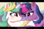  2017 blush crown deusexequus duo equine eye_contact female feral friendship_is_magic hair horn hug jewelry mammal multicolored_hair my_little_pony necklace princess_celestia_(mlp) purple_eyes smile twilight_sparkle_(mlp) unicorn 